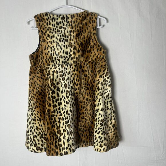 The Children’s Place Leopard Print 3T Faux Fur Sleeveless Dress Holiday Party - Picture 2 of 4